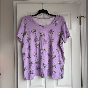Woman Within Purple Floral Short Sleeve Tee
